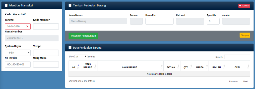Penjualan ke Member